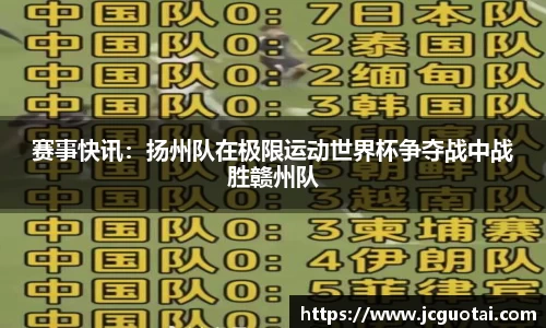 赛事快讯：扬州队在极限运动世界杯争夺战中战胜赣州队